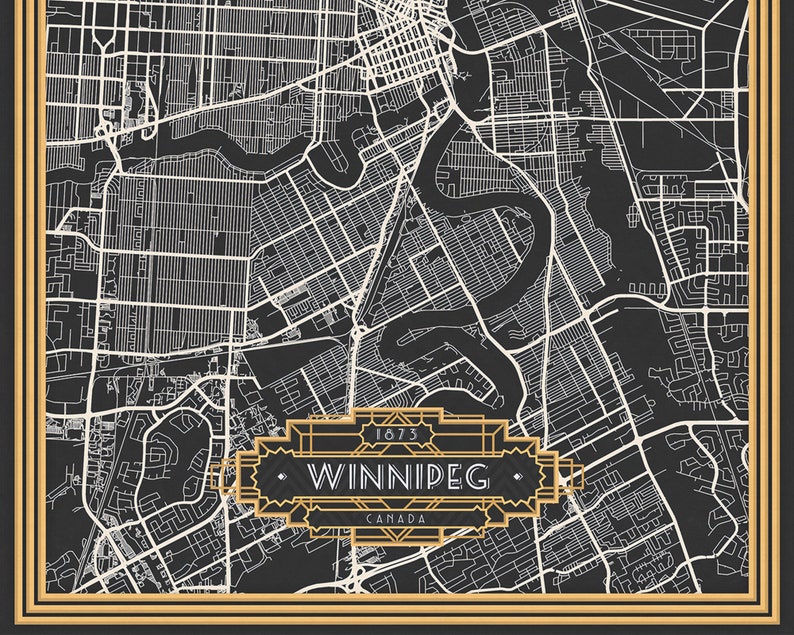 WINNIPEG Canada Canvas Print Map Large Art Deco 3 Panel Etsy