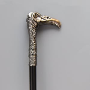 Aluminum Walking Stick, Cane with Vulture Head Handle, Steampunk Style