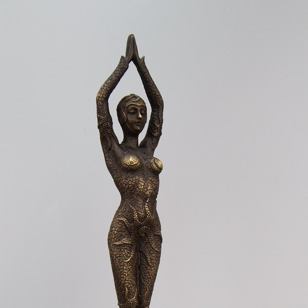 Seestern Tänzerin gem. Demetre Chiparus, Revue Tanzendes Mädchen, Art Deco Stil Bronze Skulptur auf Marmorsockel, signierte Statue, Geschenk für Tänzerin