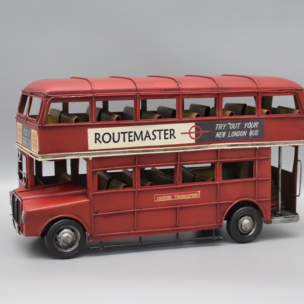 Red Bus Metal Model, Double Decker Sightseeing Bus, London Bus, UK Red Bus, vintage Toy, Collector Item, Gift Idea