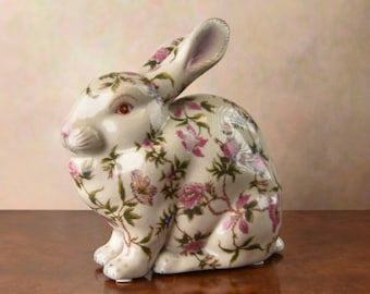 Figurine de lapin de Pâques en porcelaine, statue de lapin en porcelaine colorée, idée cadeau pour mère, décor de table à la maison, sculpture décorative de Pâques