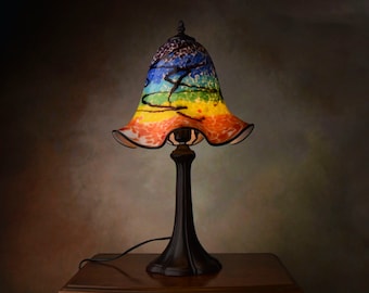 Amazing Murano Glass Lamp, Table Lamp with Murano Style Glass Shade, Floral Lamp Shade, Floral Decor
