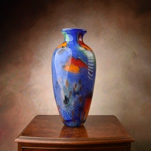 Amazing Indigo Blue Vase, Large Flower Pot in Murano Style, hand made Venetian Glass, Gift Idea, Italian heavy and massive, thick glass