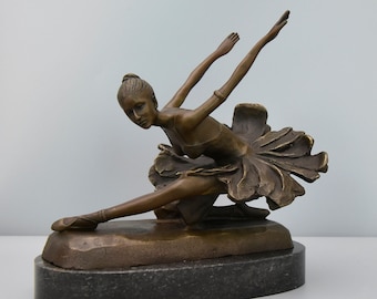 Bronze limité! Belle sculpture en bronze de ballerine sur base de marbre, danseuse de ballet, danseuse, lac des cygnes, cadeau pour danseuse