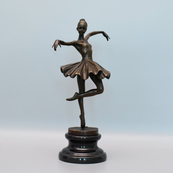 Danseur de ballet, Ballerine, Fille de danse, Sculpture en bronze sur la base de marbre, statue signée, cadeau pour danseur