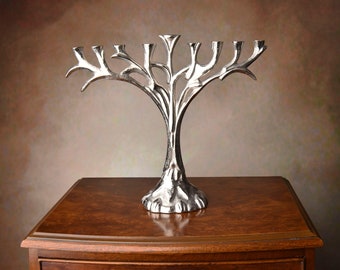 Bougeoir de David en aluminium, candélabre à neuf branches de Hanukkah, chandelier juif, bougeoir en argent pour neuf bougies, cadeau Judaica