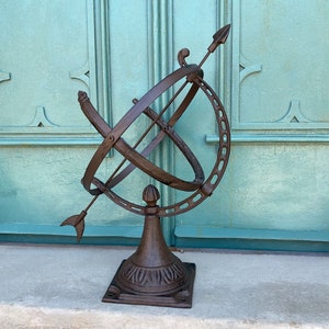 Big Cast Iron Sundial, Outdoor Sign, Garden Decor, Garden Sundial, Metal Sculpture, Cast Iron Sculpture