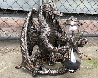 Dragon with Hourglass Sculpture, Time Guardian, Dragon Figurine, Dragon Legends, Vintage Statue, Gift Idea