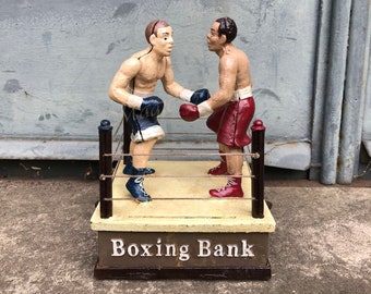 Boxing Mechanical Bank, Vintage Toy, Cast Iron, Collection