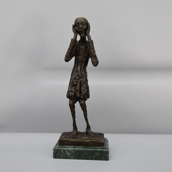 Limitierte Bronze! Moderne Bronzeskulptur auf Marmorsockel, Schrei nach E.Munch Figur, abstrakte Kunst, Geschenkidee