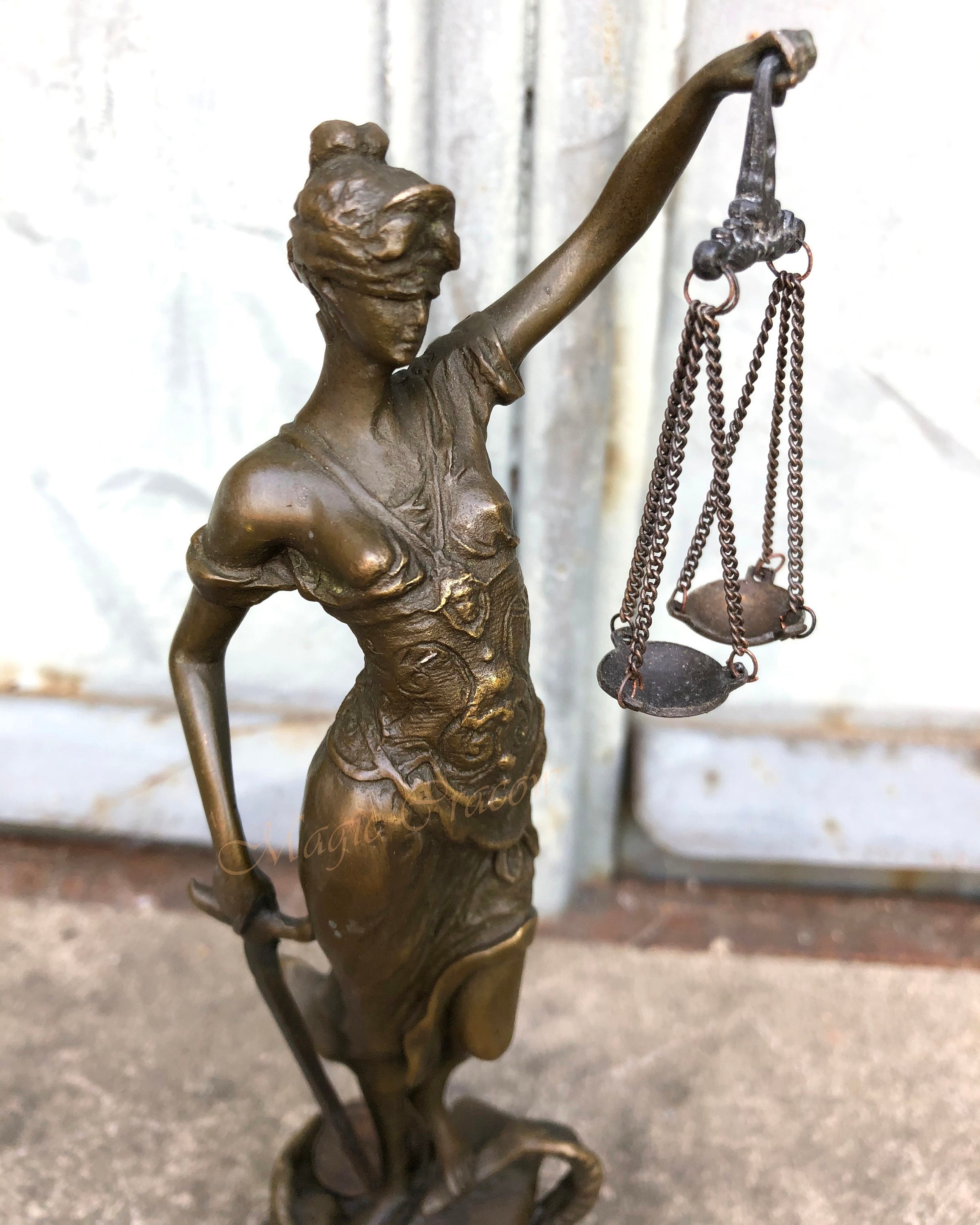 Lady Justice Bronze Sculpture on Marble Base Vintage - Etsy