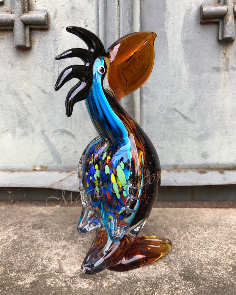 Pelican Glass Figurine Murano Glass Sculpture antique home Etsy