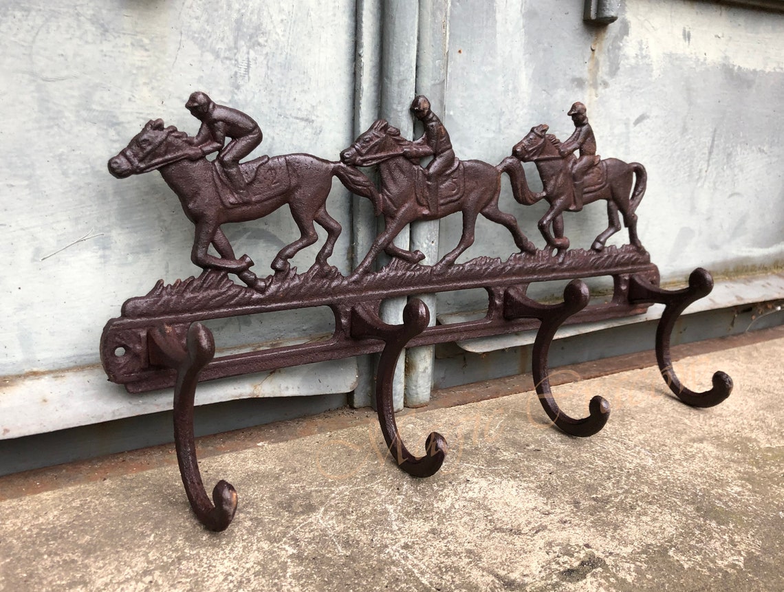 Wall Hanger With Horse Riders Coat Hanger Cast Iron Hook | Etsy