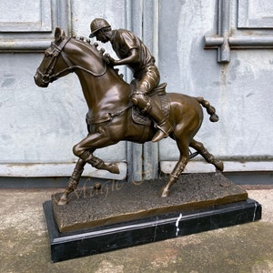 Amazing Polo Player, Horse Rider, Bronze Sculpture on Marble Base, Vintage Figurine, Sport Trophy, Exclusive Championships Price, Gift idea image 5