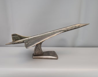 Concorde vintage, Grand modèle métallique, vieil avion, décoration de bureau