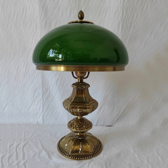 Richly Decorated Art Deco Style Lamp With Gold Look, Polished Brass Lamp,  Green Shade, Desk Lamp, Office, Night Stand Lamp -  Canada