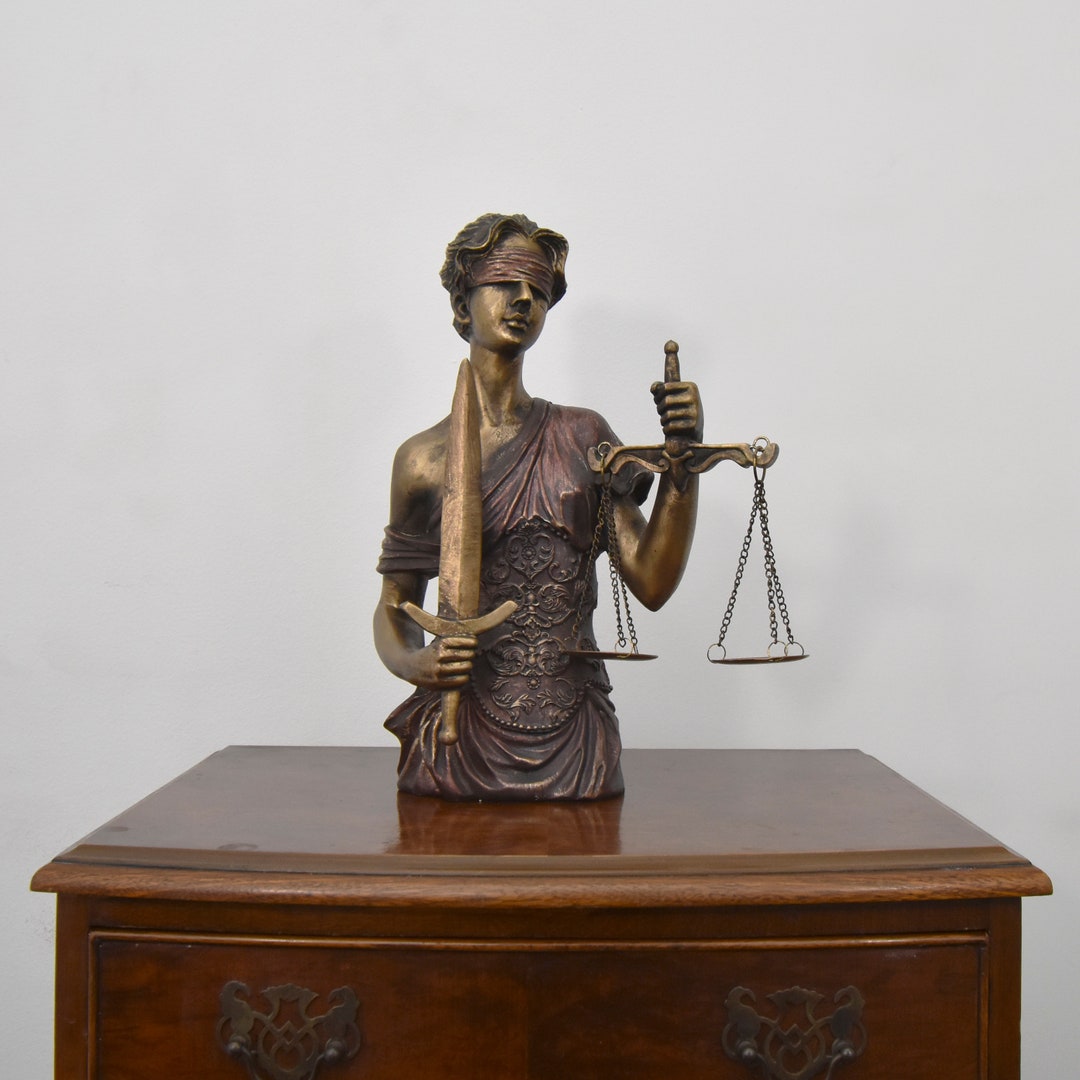 Large Themis Figurine, Lady Justice Bust Statue, Vintage Mythological