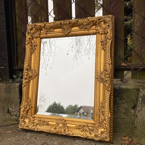 Mirror in Golden Frame, Art Deco Style Mirror, Richly Decorated, Victorian Style, Wall Decor