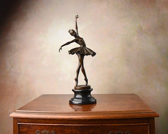 Danseuse de ballet, ballerine, danseuse, sculpture en bronze sur socle en marbre, statue signée, cadeau pour danseuse