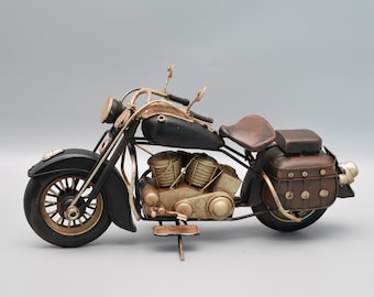 Black Motorbike, Oldschool Metal Model, Old Motorcycle Model, Vintage Toy, Collector Item, Gift Idea