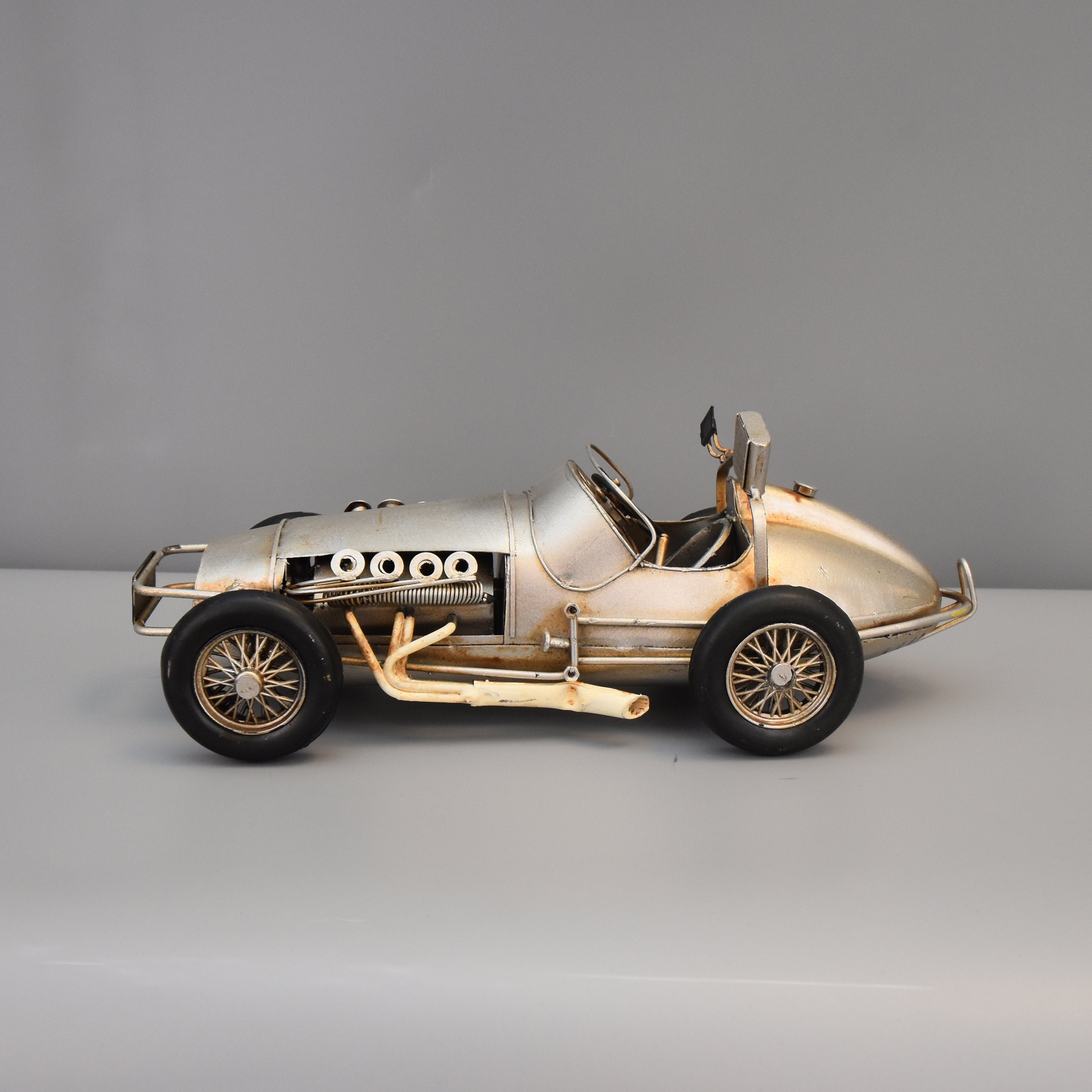 Iconic Silver Car Metal Model Old Iconic Racer Vintage Toy - Etsy