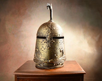 Casque de chevalier décoratif en métal, armure de guerrier médiéval, décoration de maison et de bureau, décoration rétro de l’ère chevaleresque, cadeau pour les fans de jeux