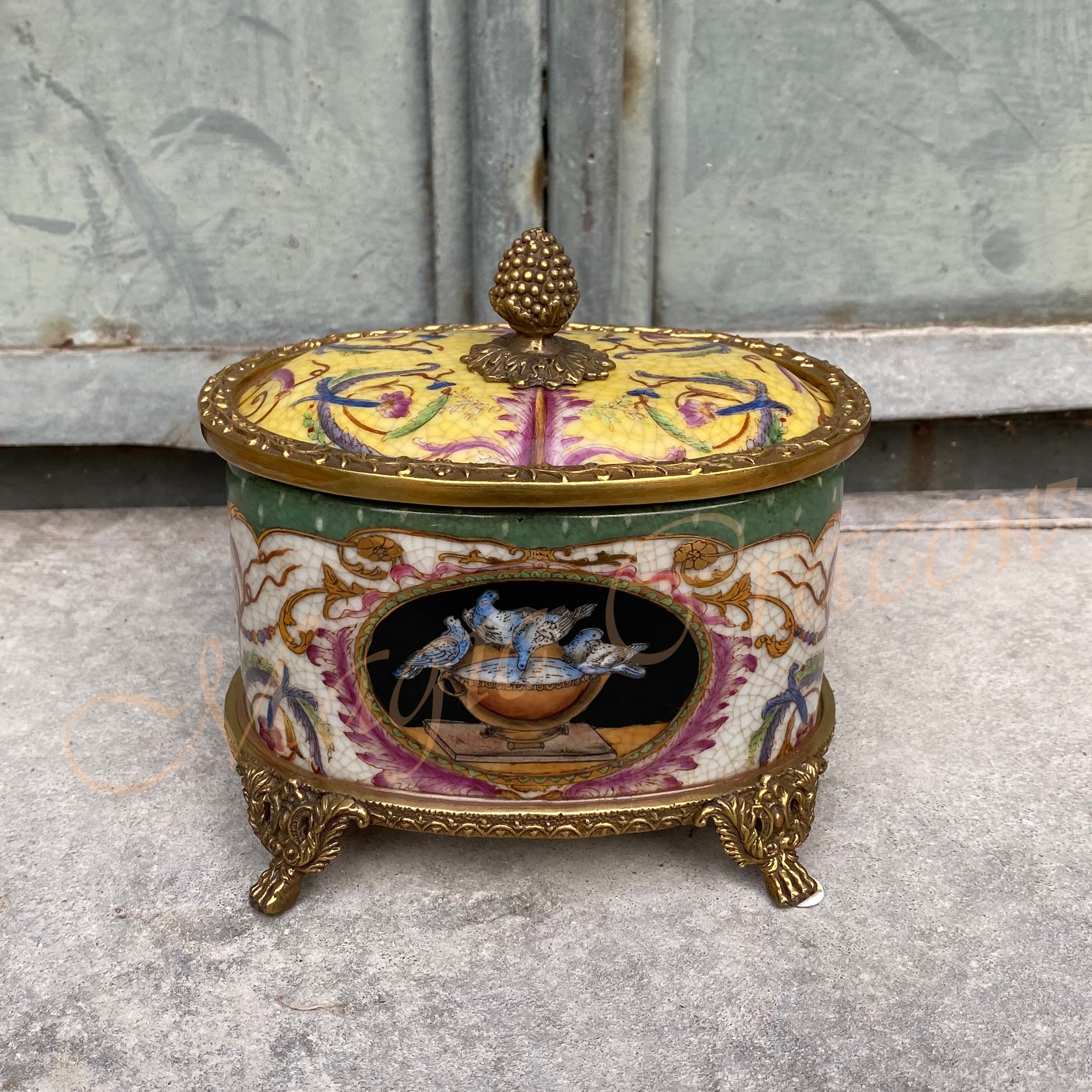 Porcelain Box With Lid Bronze Mounted Floral Ornaments and Etsy