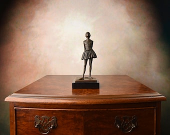 Ballet Dancer, 14th years old Ballerina inspired by Edgar Degas, Bronze Sculpture on Marble Base, Signed, Gift Idea