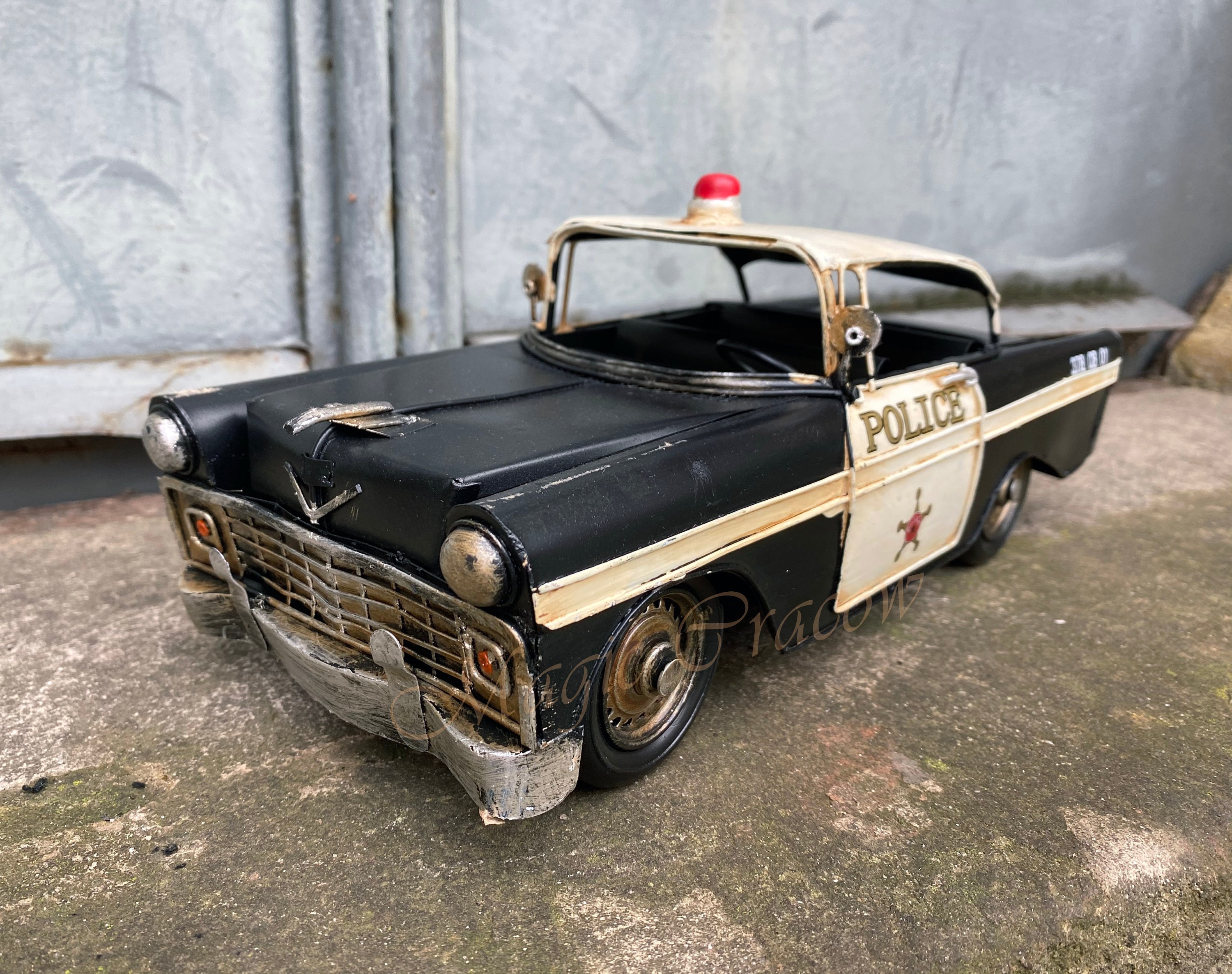 Vintage Police Car Metal Model, Old Car, Vintage Toy, Collector Item