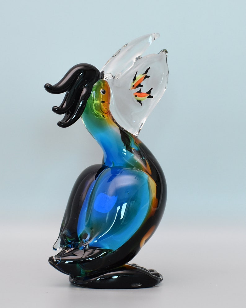 Pelican Glass Figurine Murano Style Glass Sculpture Antique Etsy