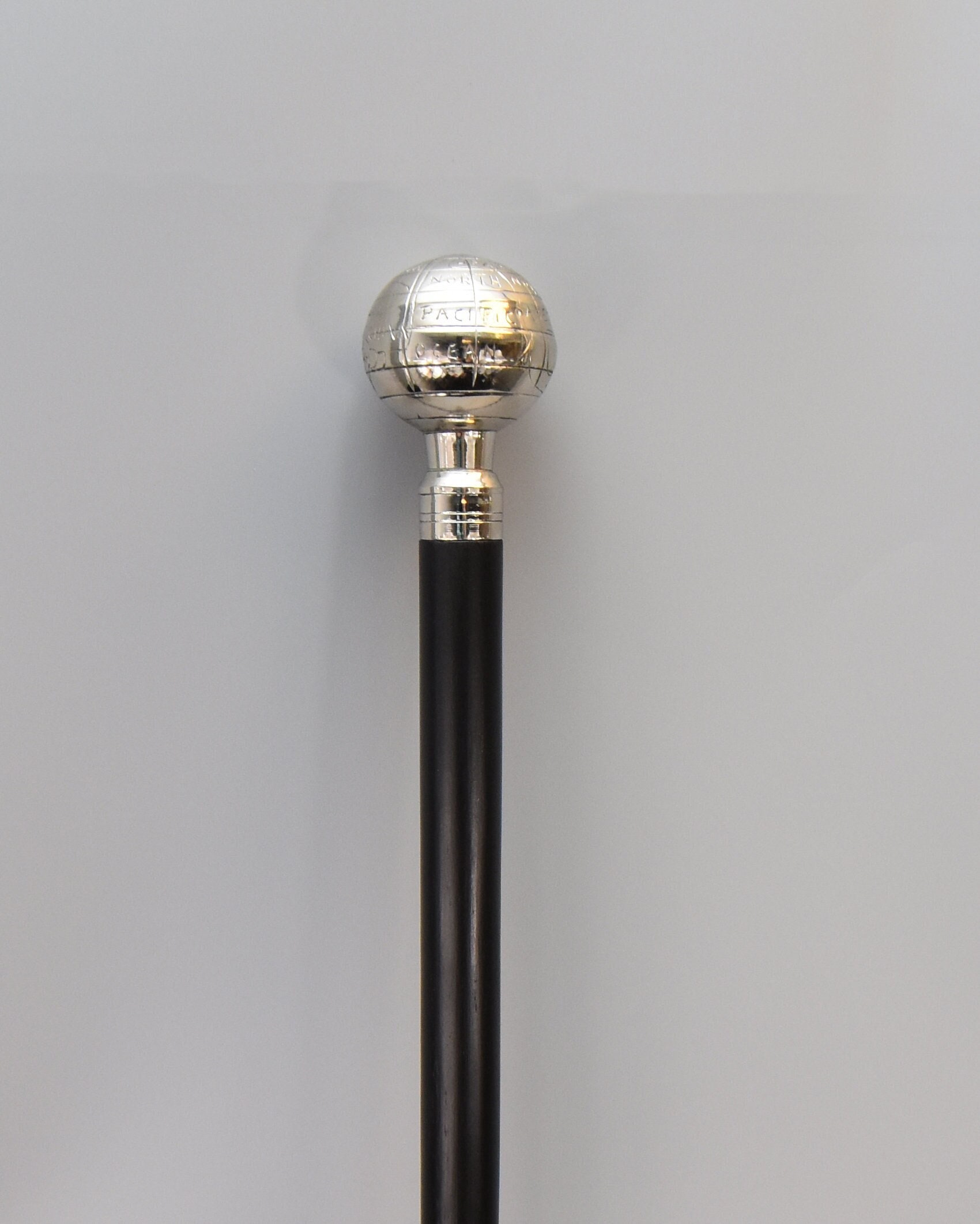 Wooden Walking Stick With Globe Cane Terrestrial Globe Etsy