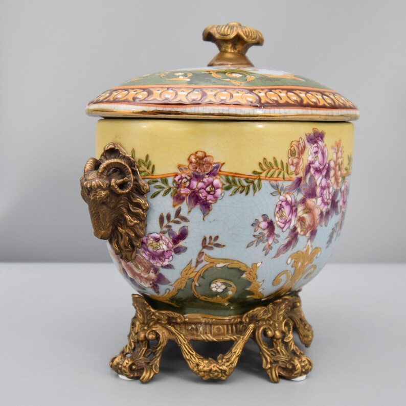 Porcelain Box With Lid Bronze Mounted Richly Decorated Etsy