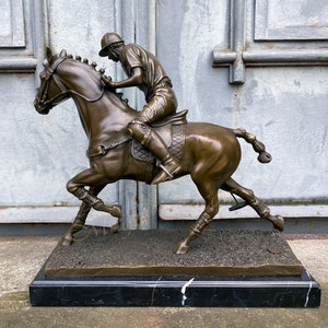 Amazing Polo Player, Horse Rider, Bronze Sculpture on Marble Base, Vintage Figurine, Sport Trophy, Exclusive Championships Price, Gift idea image 6