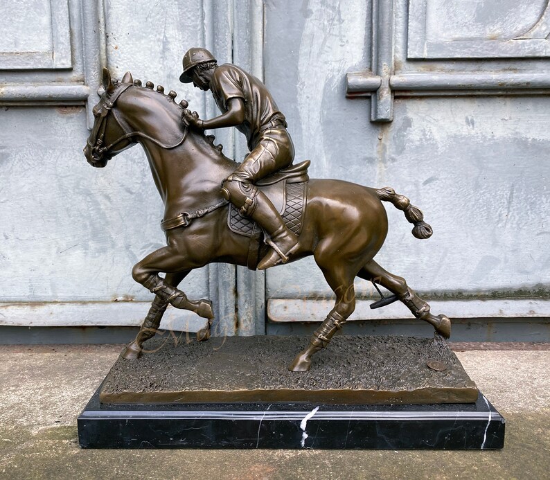 Amazing Polo Player, Horse Rider, Bronze Sculpture on Marble Base, Vintage Figurine, Sport Trophy, Exclusive Championships Price, Gift idea image 6