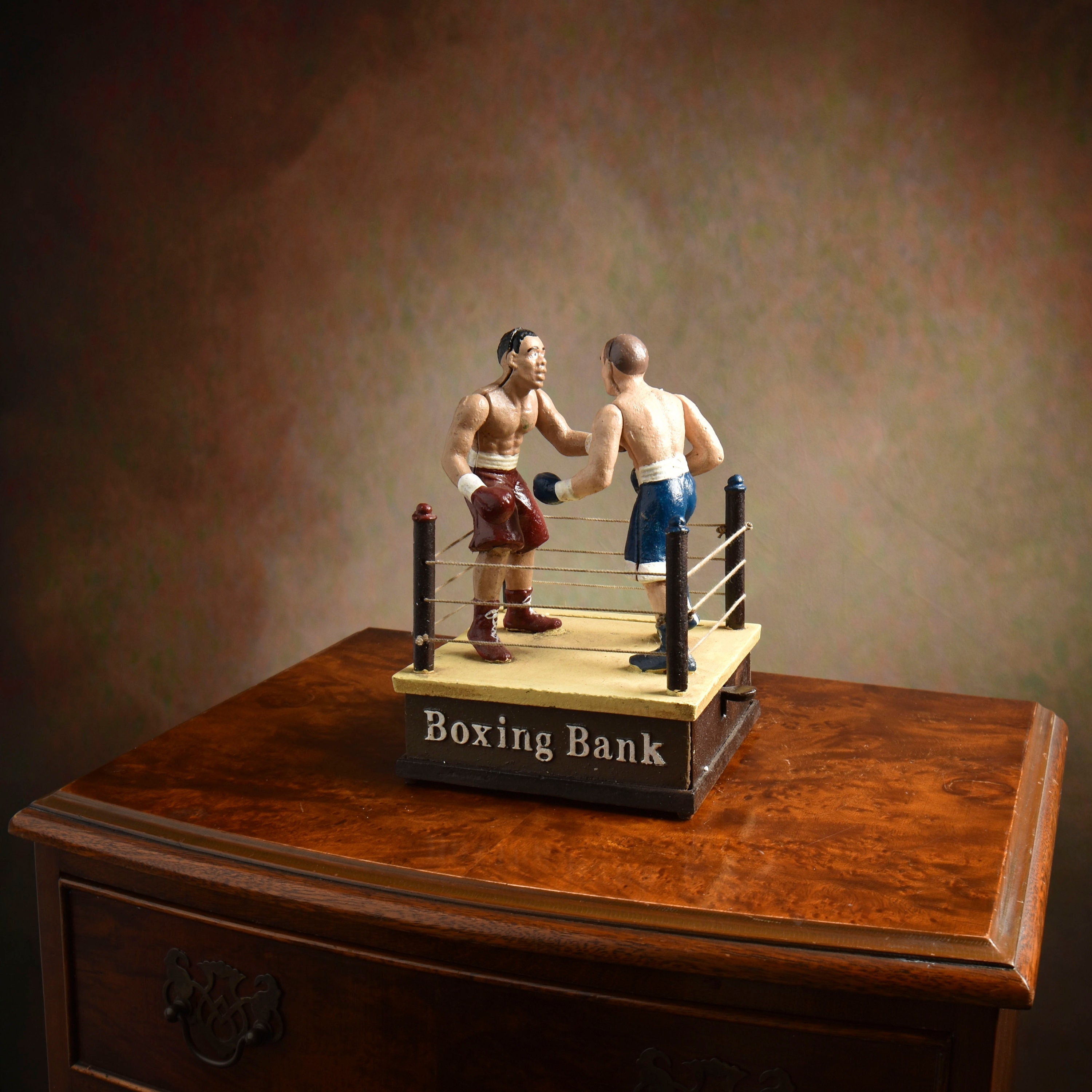Vintage Cast Iron Boxing Toy Bank Classic Mechanical