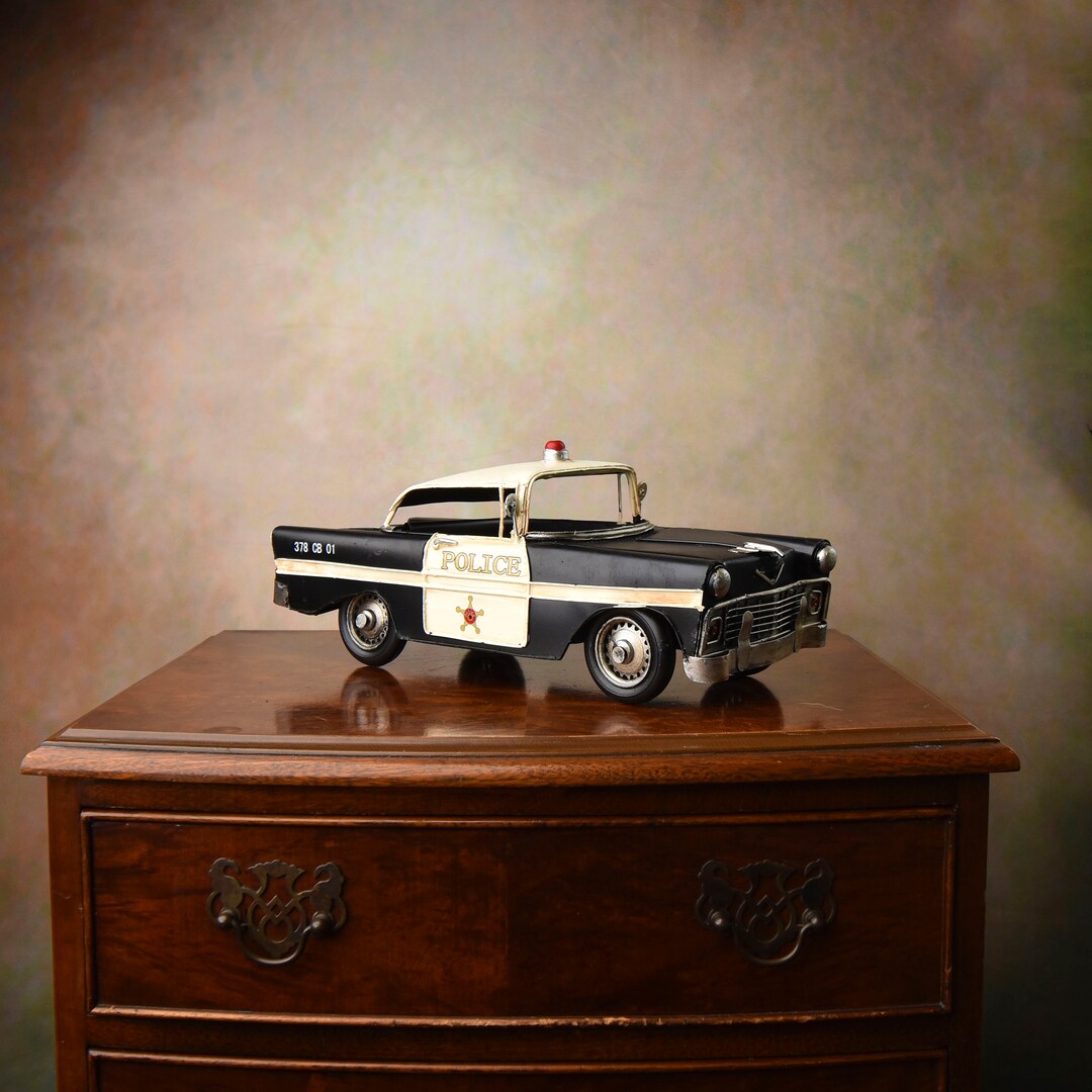 Vintage Police Car Metal Model, Old Car, Vintage Toy, Collector Item