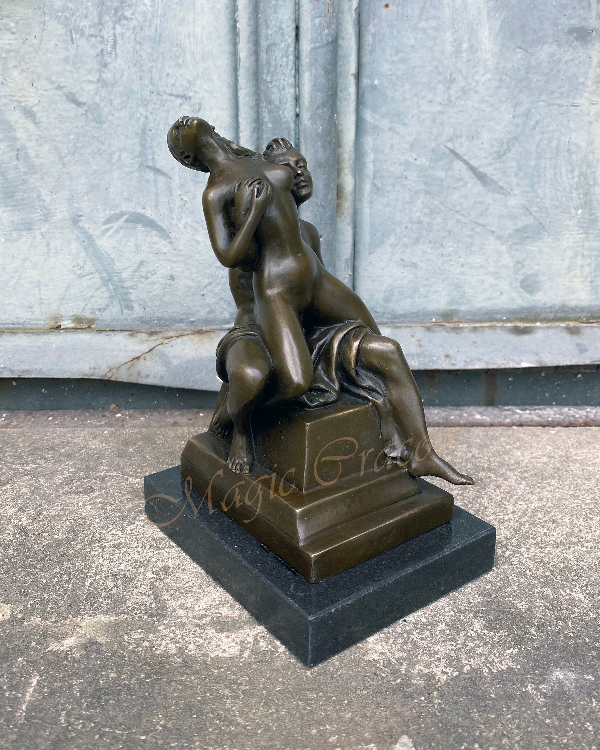 8598 Erotik Bronze Figur Bronzeskulptur 2er Set Liebespaar in erotischer Pose 