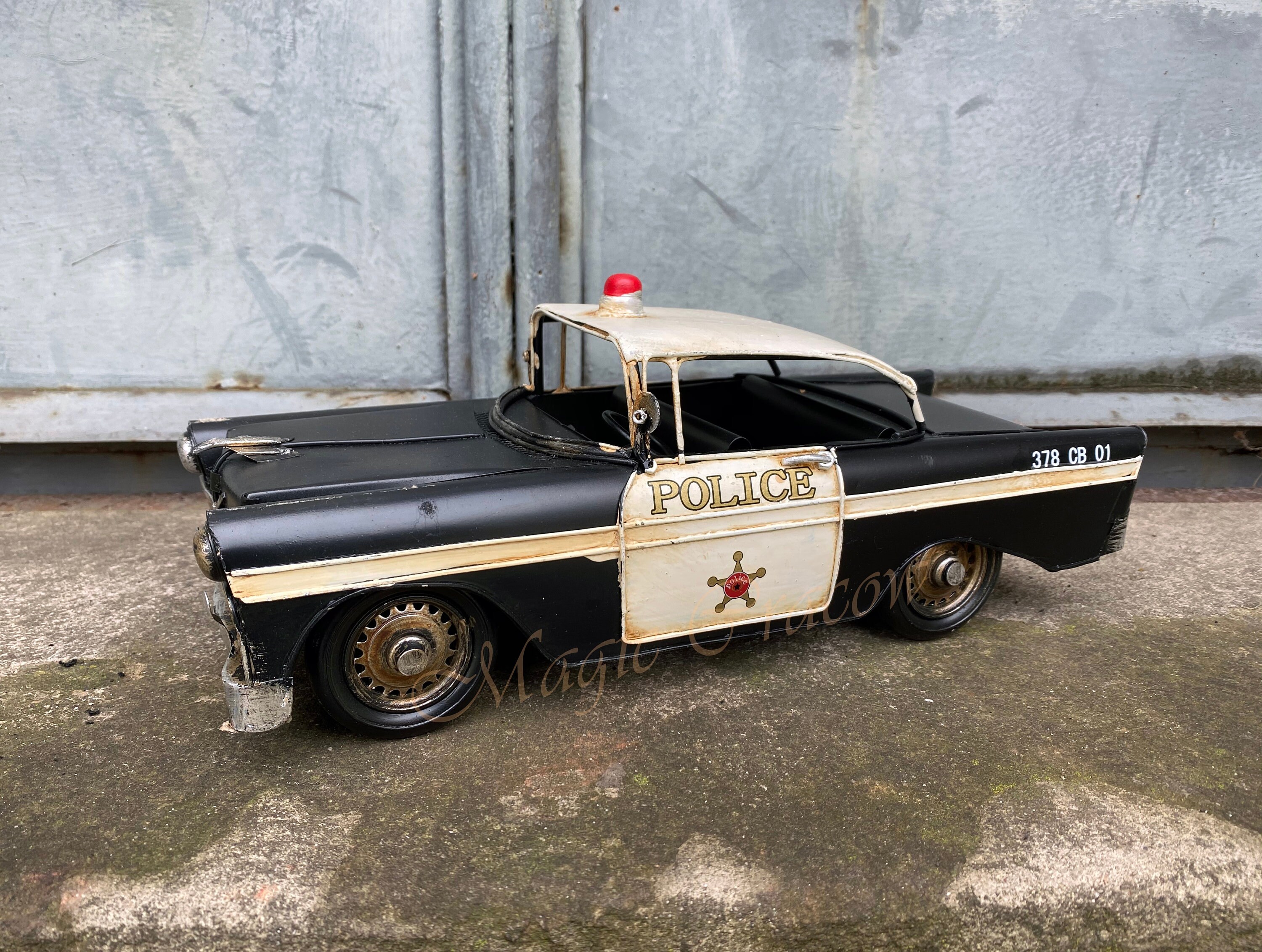 Vintage Police Car Metal Model, Old Car, Vintage Toy, Collector Item