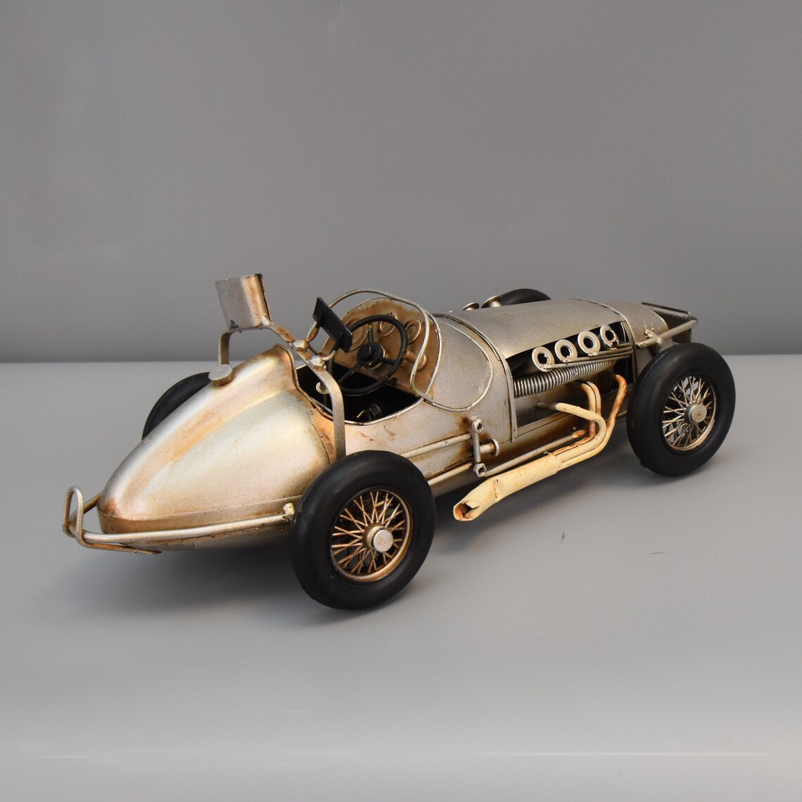 Iconic Silver Car Metal Model Old Iconic Racer Vintage Toy - Etsy