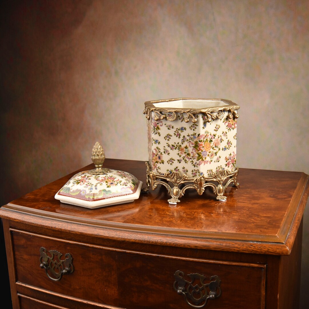 Porcelain Box With Lid Bronze Mounted Floral Ornaments Etsy
