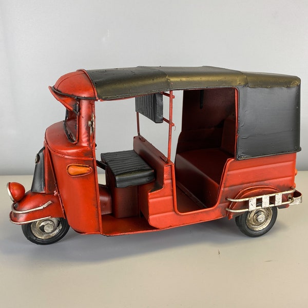Tuk Tuk Metal Model, Red Asian Taxi, Vintage Metal Toy, Collector Item, Gift Idea