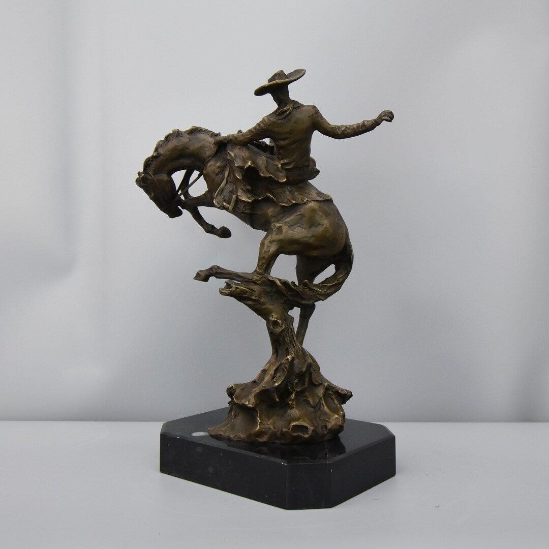 Limited Bronze Rodeo Rider on Horse, Bronze Sculpture on Marble Base