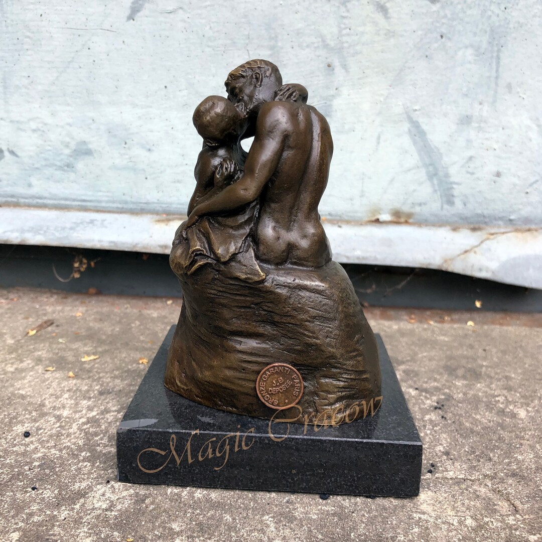 The Kiss, Bronze Sculpture, Vintage Figurine, Foundry Mark, Gift Idea