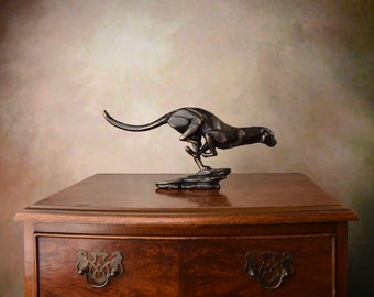 Running Cougar Sculpture, Figurine en fonte, Panthère, Statue vintage, Idée cadeau