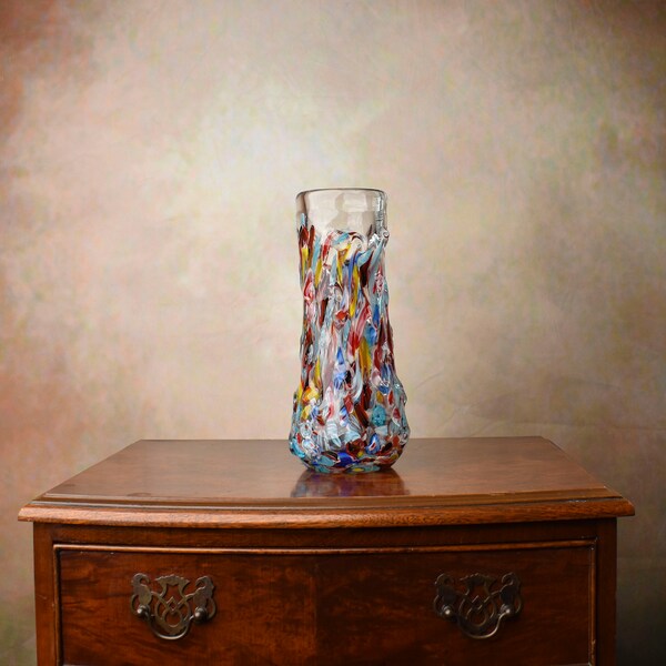 Jarrón de cristal estilo Murano vintage - Belleza artesanal