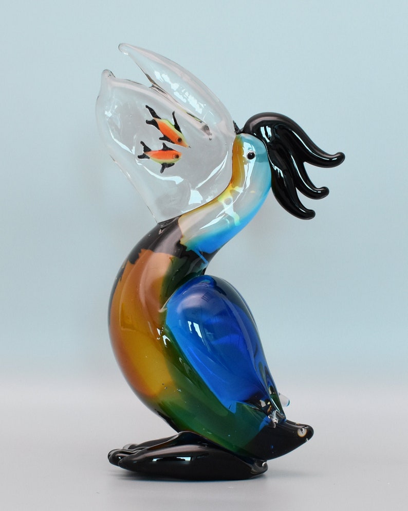 Pelican Glass Figurine Murano Glass Sculpture Antique Home Etsy