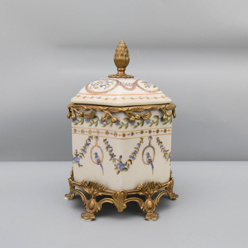 Porcelain Box With Lid Bronze Mounted Floral Ornaments Etsy