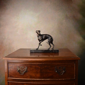 Greyhound Sculpture on Marble Base, Dog Figurine, Vintage Statue, Gift Idea