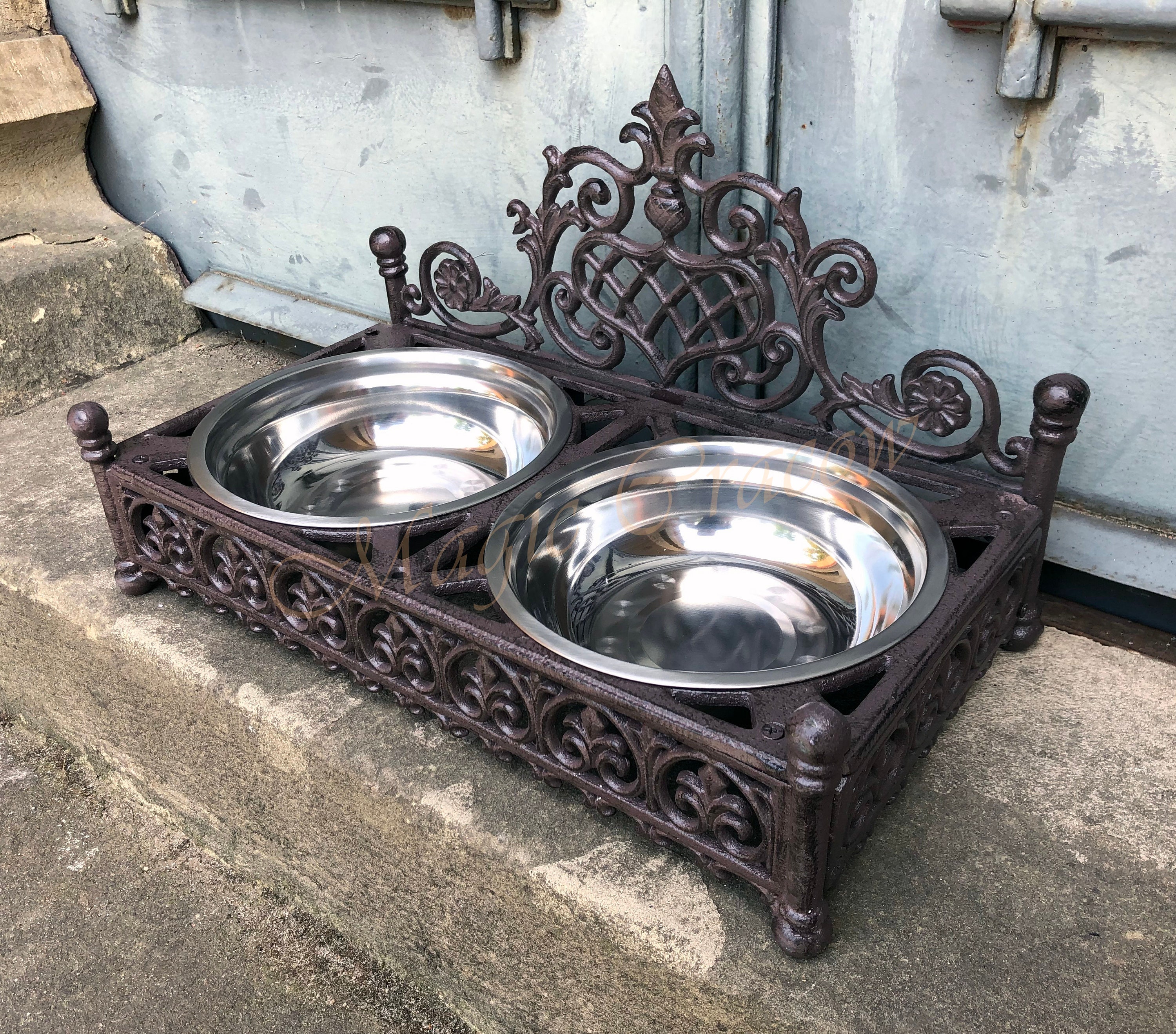 Wrought Iron Bone Dog Bowl Feeder