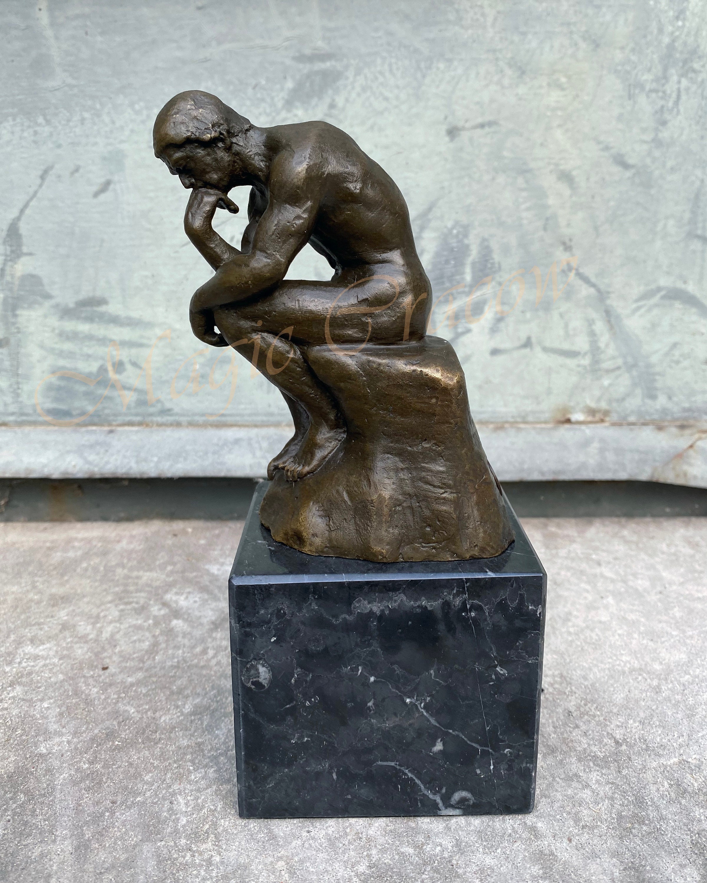 Thinker Auguste Rodin Bronze Sculpture on Marble Base - Etsy